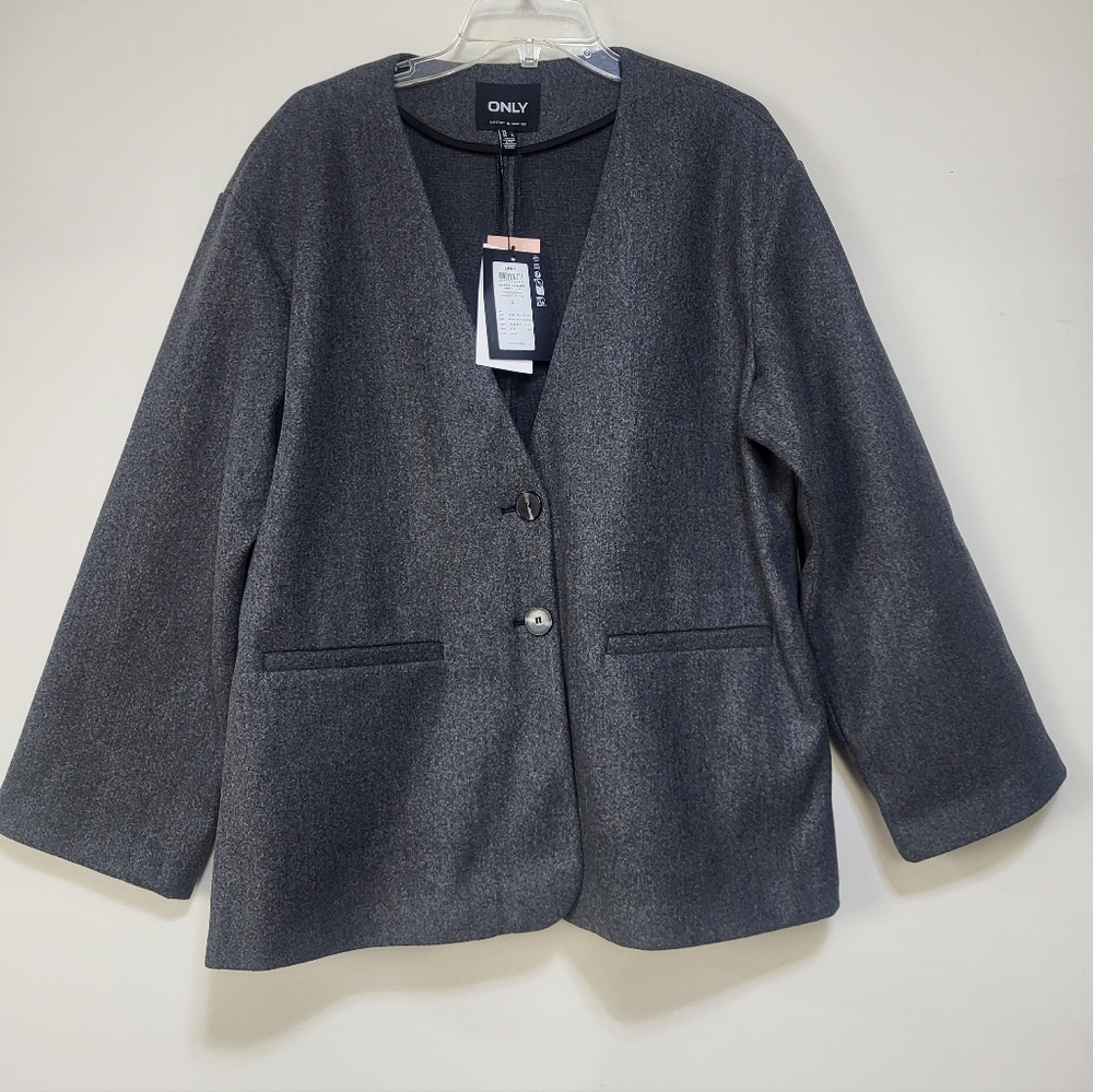 ONLY Onladina Dark Grey Melange Blazer Coat - XL